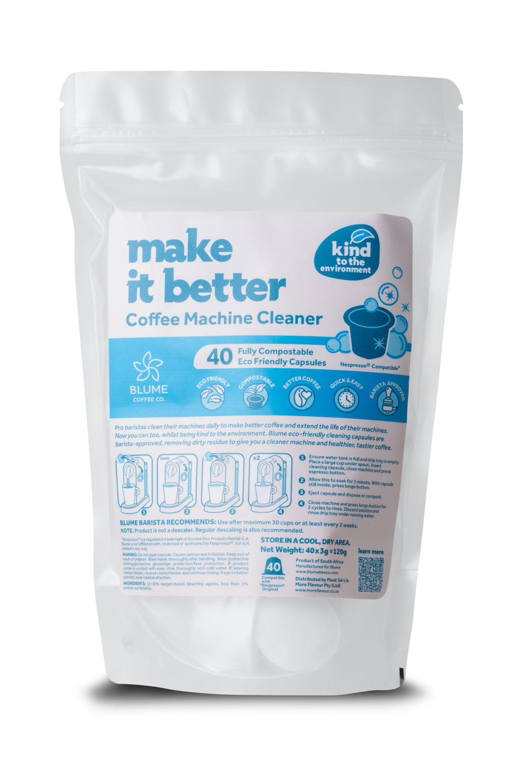 Eco Coffee Machine Cleaner - 40x Compostable Cleaning Capsules